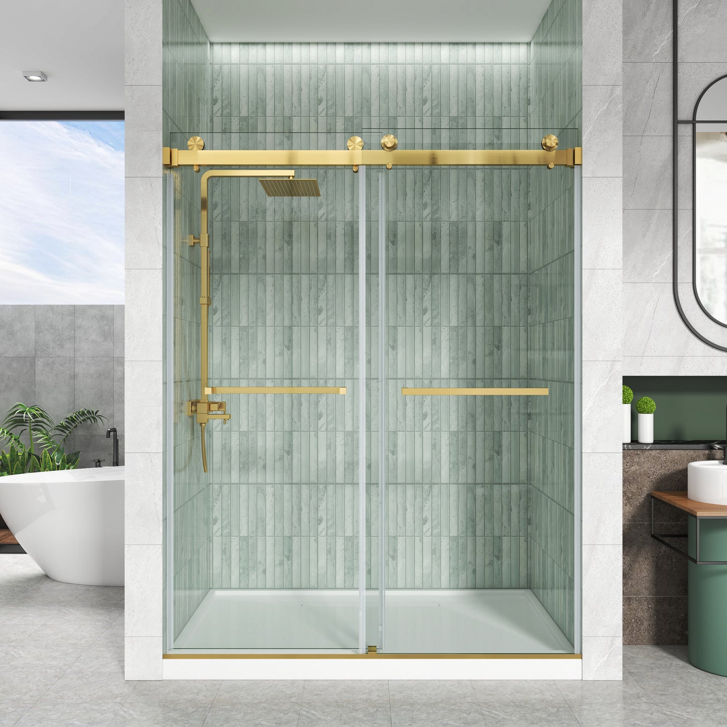 LXD01 Brushed Gold Frameless Shower Door