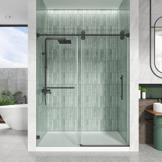 LXS04 Matte Black Frameless Shower Door