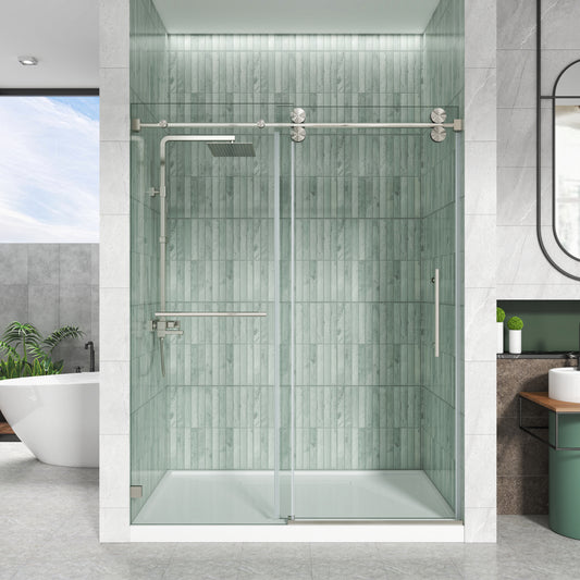 LXS04 Brushed Nickel Frameless Shower Door