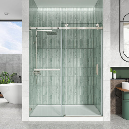 LXS05 Brushed Nickel Frameless Shower Door