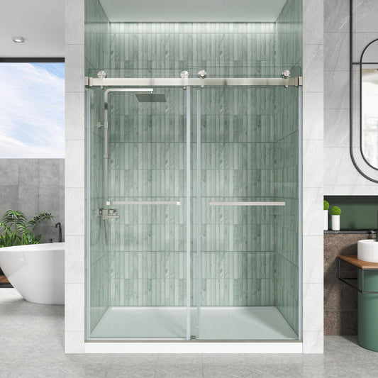 LXD01 Brushed Nickel Frameless Shower Door